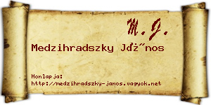 Medzihradszky János névjegykártya